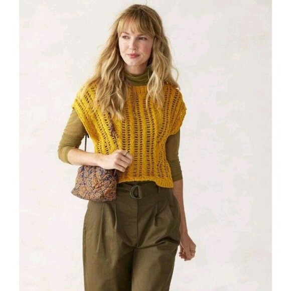 Zara Womens Sleeveless Small Top Vest Yellow Boho Hippie Grunge Boxy Layer 143 - Picture 8 of 8